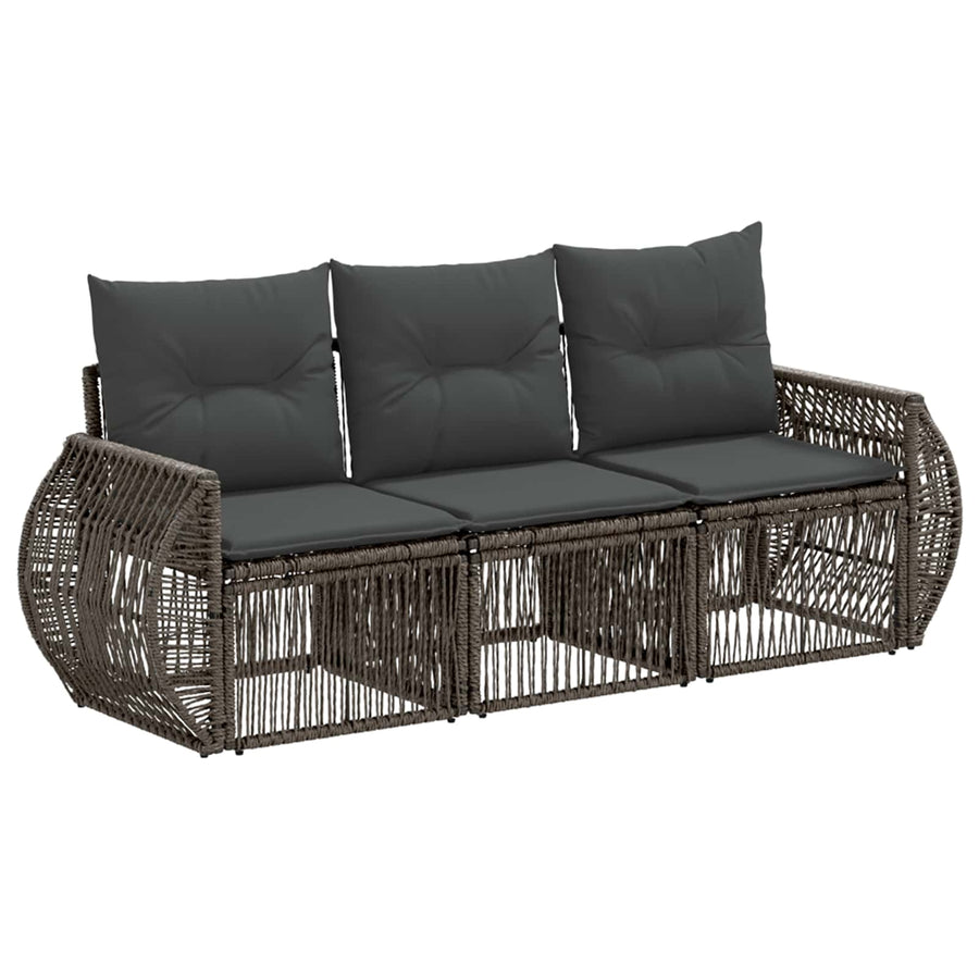 Tuinbankenset 3 pcs Grijs en Donkergrijs poly rattan