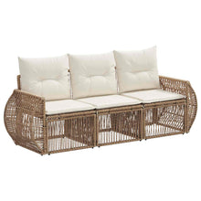 Tuinbankenset 3 pcs Beige en Crème Wit poly rattan