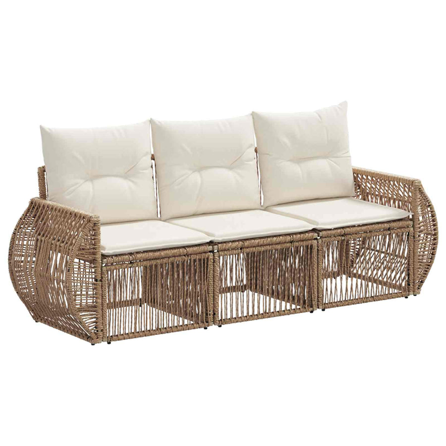 Tuinbankenset 3 pcs Beige en Crème Wit poly rattan