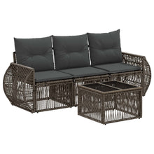 Tuinbankenset 4 pcs Grijs en Donkergrijs poly rattan
