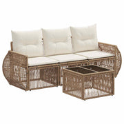 Tuinbankenset poly rattan beige crème wit 4-delig