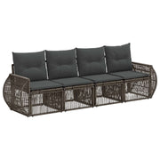 Tuinset poly rattan grijs donkergrijs 4-delig