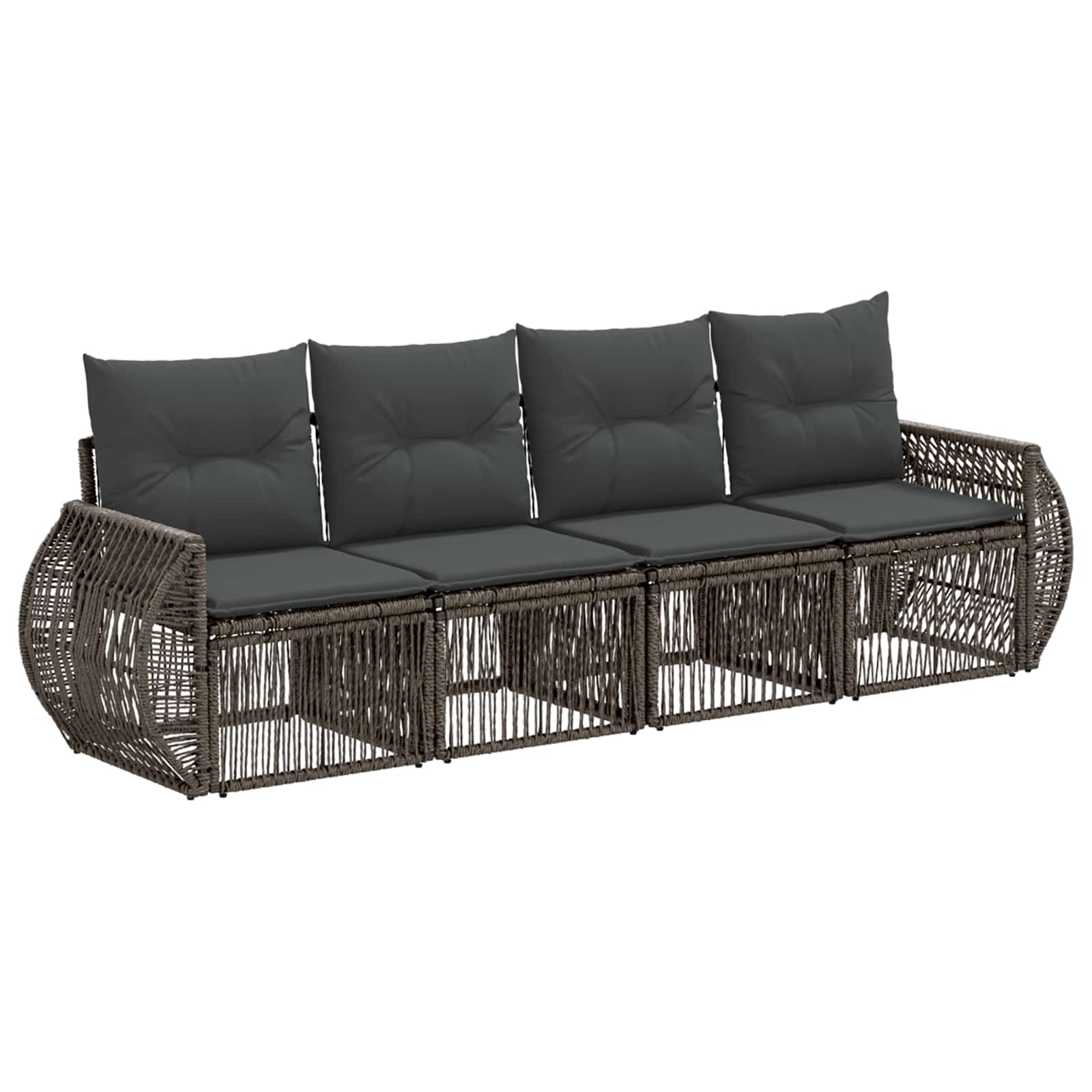 Tuinbankenset 4 pcs Grijs en Donkergrijs poly rattan