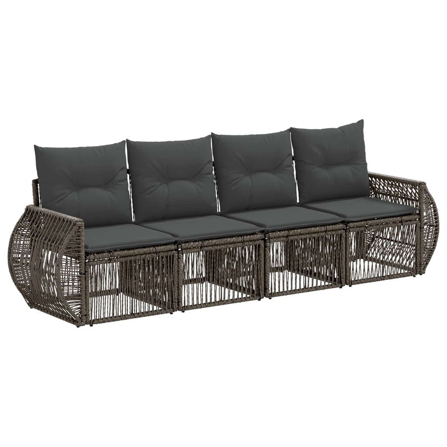 Tuinbankenset 4 pcs Grijs en Donkergrijs poly rattan