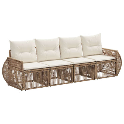Tuinbankenset 4 pcs Beige en Crème Wit poly rattan