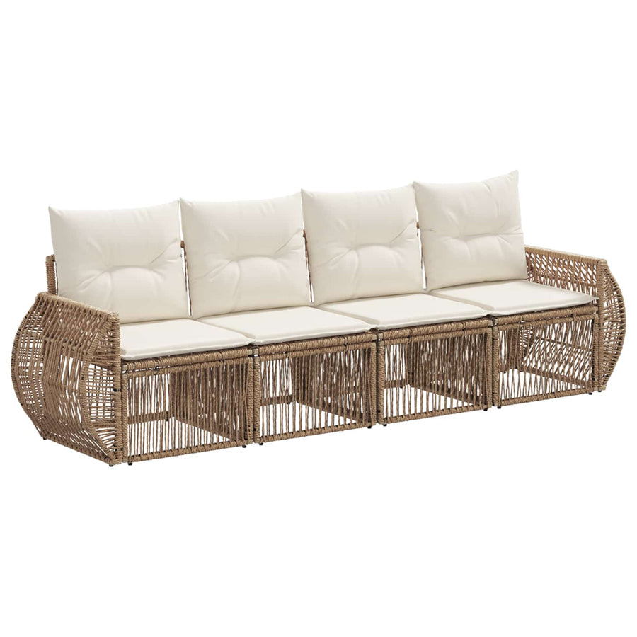 Tuinbankenset 4 pcs Beige en Crème Wit poly rattan