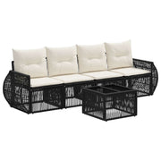 Tuinbankenset poly rattan zwart cream wit 4 personen
