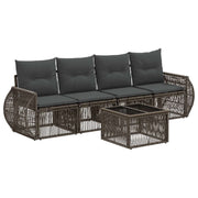 Tuinbankenset poly rattan grijs 5-delig