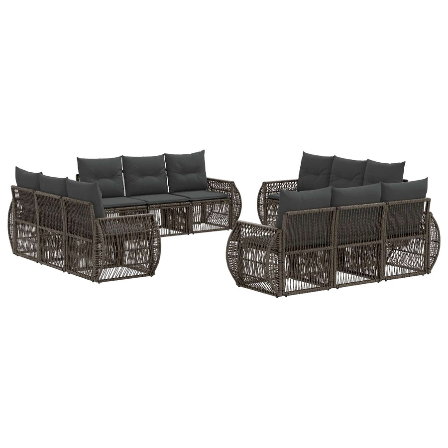 Tuinbankenset 12 pcs Grijs en Donkergrijs poly rattan