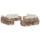 Tuinbankenset poly rattan 12-delig beige crème wit