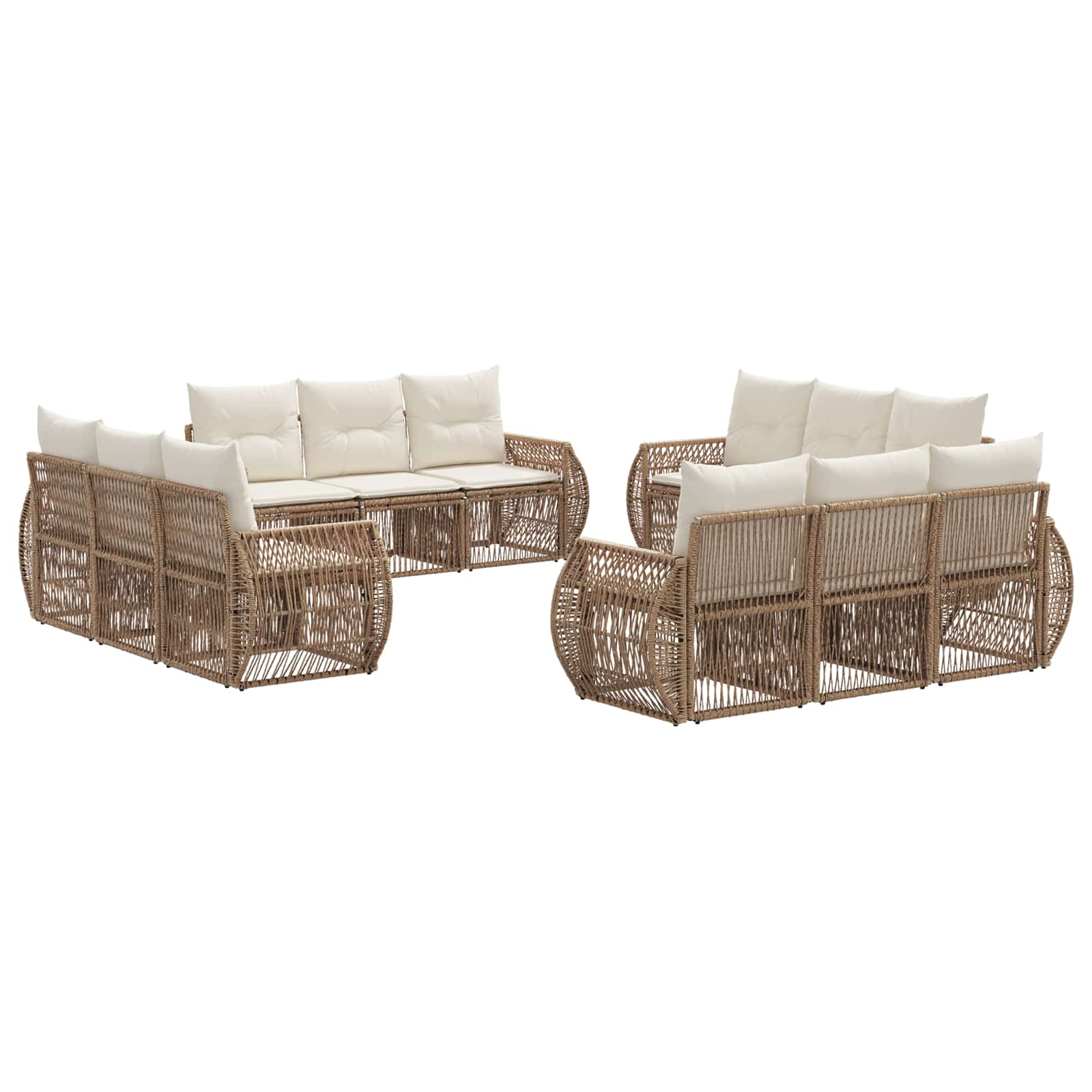 Tuinbankenset 12 pcs Beige en Crème Wit poly rattan