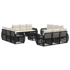 Tuinbankenset poly rattan zwart cream wit 13-delig