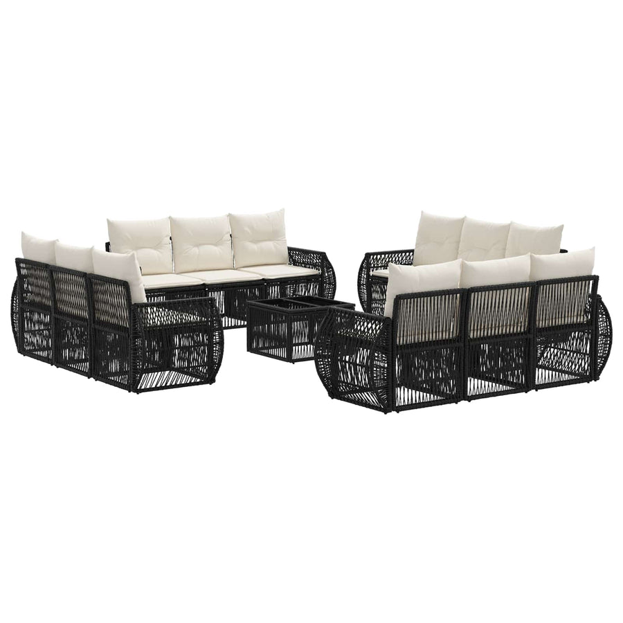 Tuinbankenset 13 pcs Zwart en Cream Wit poly rattan