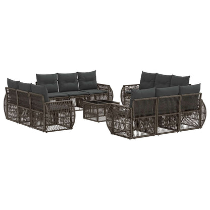 Tuinbankenset 13 pcs Grijs en Donkergrijs poly rattan