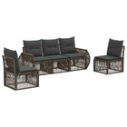 Tuinset poly rattan grijs 5-persoons modulair