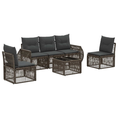 Tuinbankenset 6 pcs Grijs en Donkergrijs poly rattan