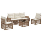 Tuinbankenset 6-delig poly rattan beige crème wit