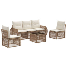 Tuinbankenset 6 pcs Beige en Crème Wit poly rattan