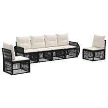 Tuinbankenset 6 pcs Zwart en Cream Wit poly rattan
