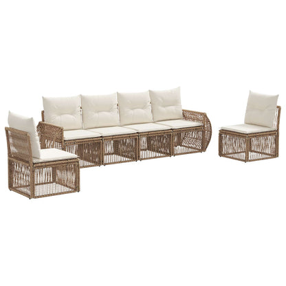 Tuinbankenset 6 pcs Beige en Crème Wit poly rattan