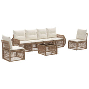 Tuinset poly rattan beige crème wit 7-delig