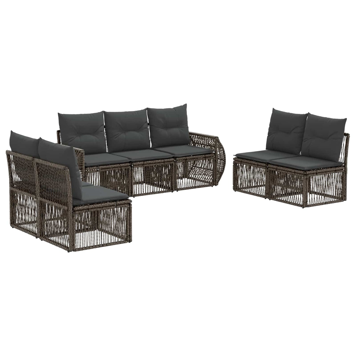 Tuinbankenset 7 pcs Grijs en Donkergrijs poly rattan