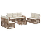 Garden Bench Set 8 pcs Beige and Cream White Poly Rattan