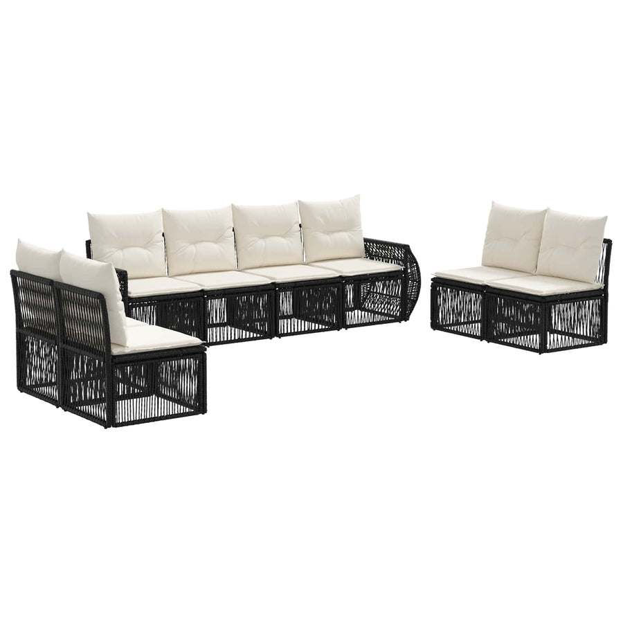 Tuinbankenset 8 pcs Zwart en Cream Wit poly rattan