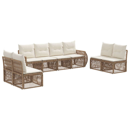 Tuinbankenset 8 pcs Beige en Crème Wit poly rattan