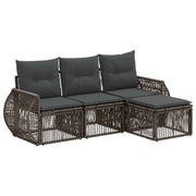 Tuinbankenset 4 personen poly rattan grijs