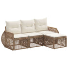Tuinbankenset 4-delig poly rattan beige crème