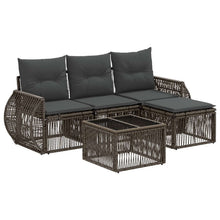 Tuinbankenset 5 pcs Grijs en Donkergrijs poly rattan