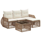 Garden Bench Set 5 pcs Beige and Cream White poly rattan