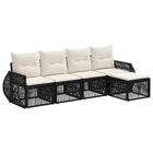Tuinbankenset poly rattan zwart cream-wit 5-delig