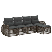 Tuinbankenset poly rattan grijs 5-delig