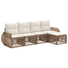 Tuinbankenset 5 pcs Beige en Crème Wit poly rattan