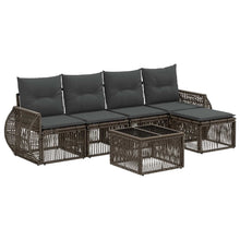 Tuinbankenset 6 pcs Grijs en Donkergrijs poly rattan