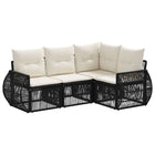 Tuinbankenset poly rattan 4 personen zwart cream wit