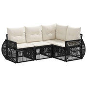Tuinbankenset poly rattan 4 personen zwart cream wit