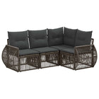 Tuinbankenset grijs poly rattan 4-delig