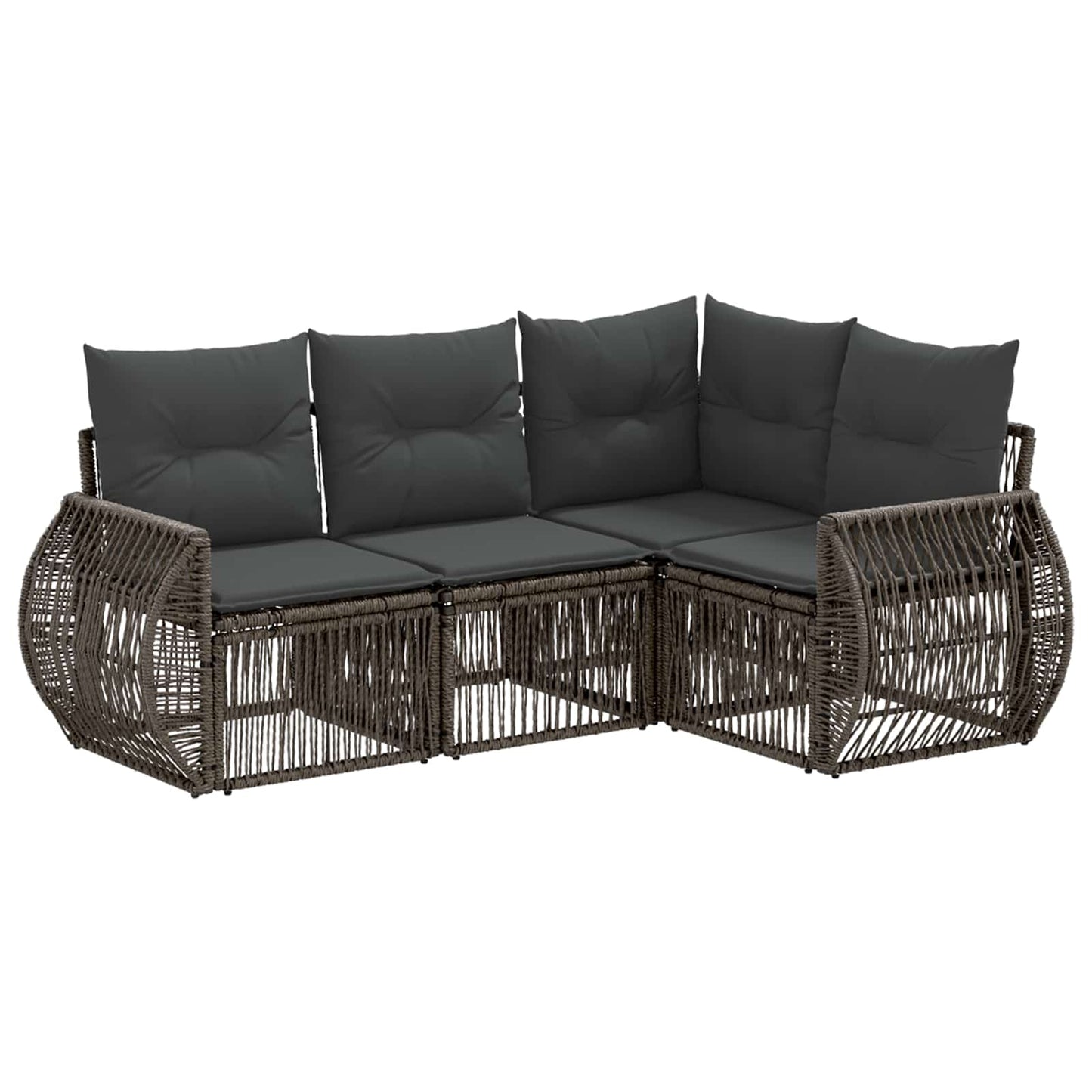 Tuinbankenset 4 pcs Grijs en Donkergrijs poly rattan