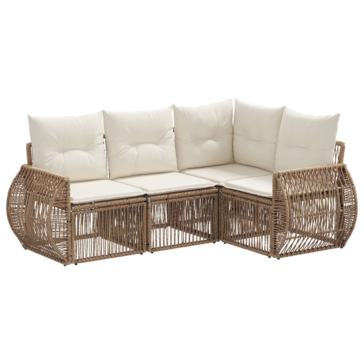 Tuinbankenset 4 pcs Beige en Crème Wit poly rattan
