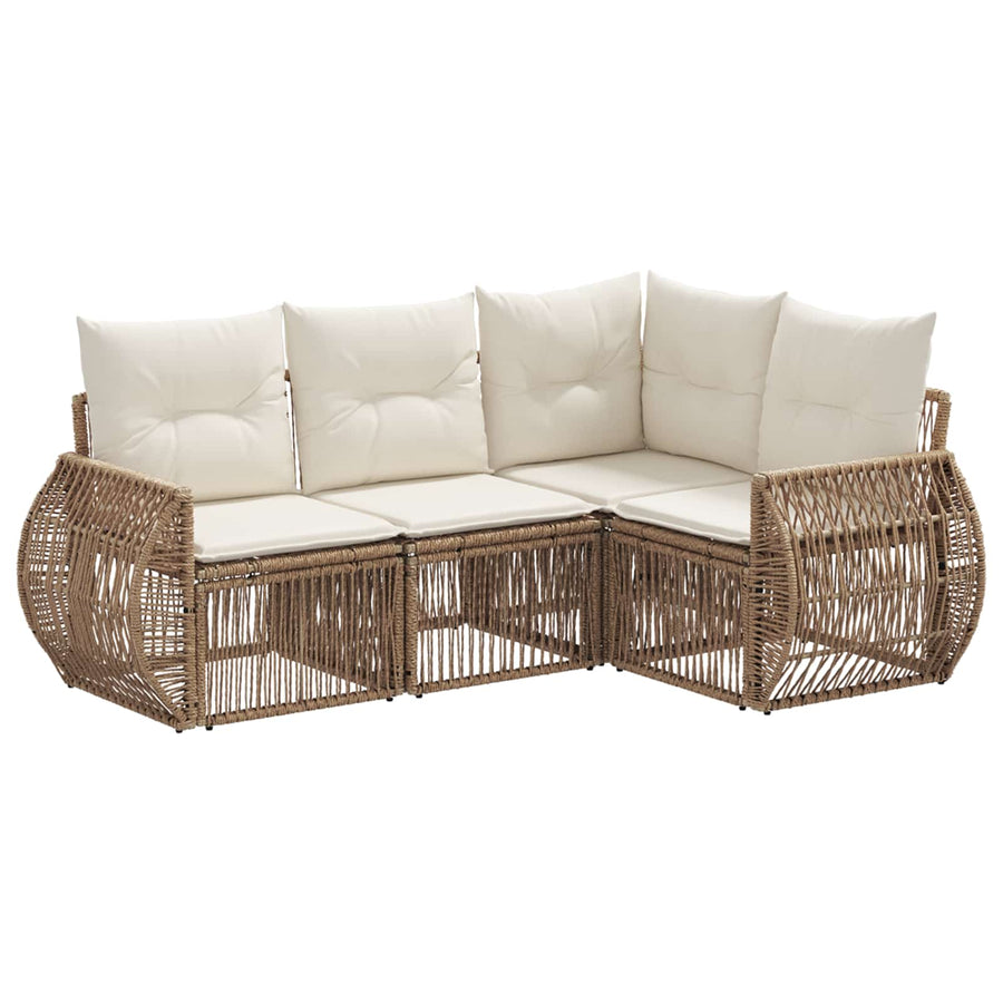 Tuinbankenset 4 pcs Beige en Crème Wit poly rattan