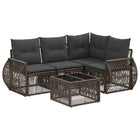 Garden Sofa Set 5 pcs Grey and Dark Grey Poly Rattan
