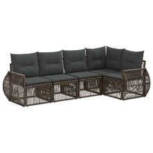 Tuinbankenset 5 pcs Grijs en Donkergrijs poly rattan
