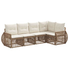 Tuinbankenset 5-delig poly rattan beige crème wit