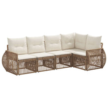 Tuinbankenset 5 pcs Beige en Crème Wit poly rattan