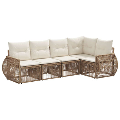 Tuinbankenset 5 pcs Beige en Crème Wit poly rattan
