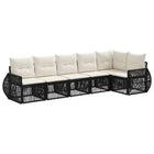 Tuinbankenset poly rattan zwart cream wit 6 delig