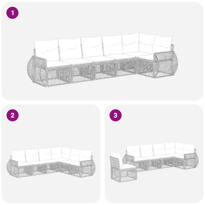 Tuinbankenset 6 pcs Zwart en Cream Wit poly rattan